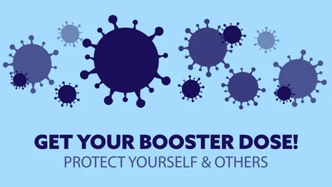 Animated video with germs turning and message 'Get your COVID-19 booster dose'. Stock Footage 168536933