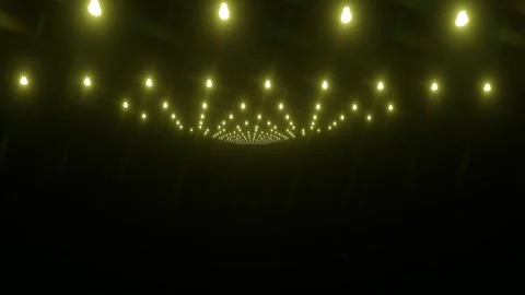 Animated video going through a hallway of glowing incandescent lights Stock Footage 242893649