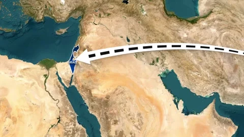Animated video graphic showing a global connection from India to Israel Stock Footage 343705674