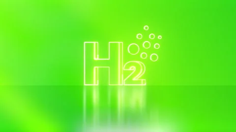Animated video of hydrogen in neon. Renewable fuel concept green energy. Cl.. 動画素材 255575352