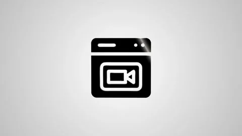 Animated video icon showing browser window with camera symbol on light grey.. Stock Footage 346496539