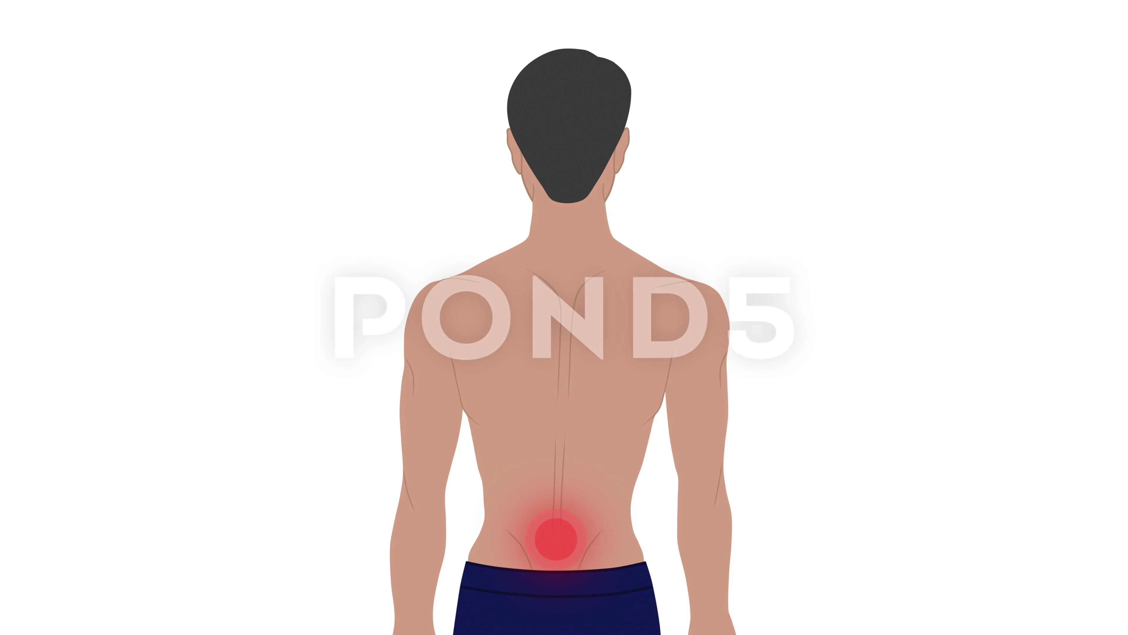 Animated video of a man with back pain, medical patch relieving low back  pain