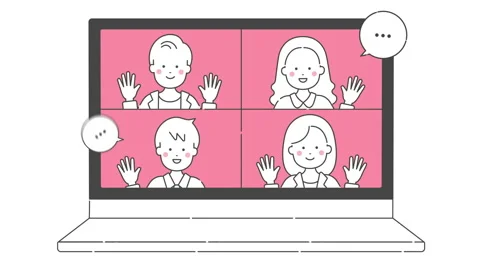 Animated video material for online meetings. White background. 動画素材 150481653