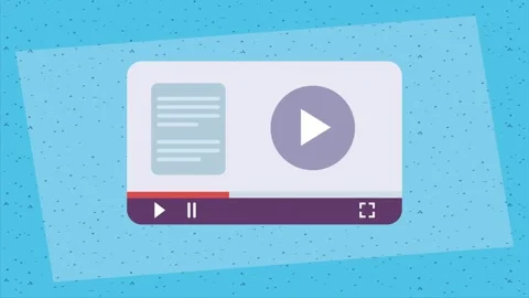 Animated video player interface design with digital playback controls and m.. Stock Footage 333608756