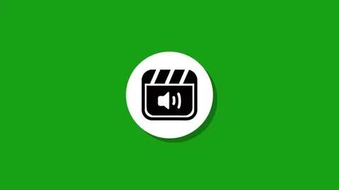 Animated video production clapper board icon on green background for multim.. Video stock 329272488