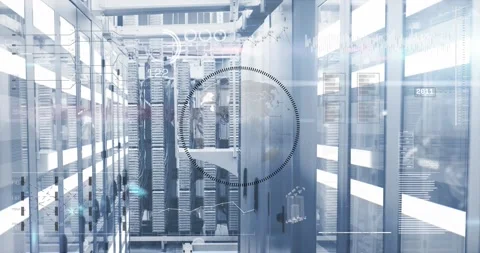 Animated video showcases data processing in tech and server rooms for global Stock Footage 325774533