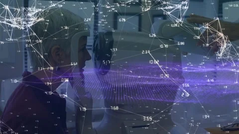 Animated video showcases global data processing and business tech connections. Stock Footage 329563661