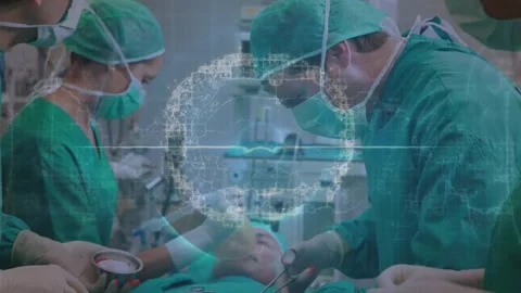 Animated video shows a network of connections over surgeons and global Stock Footage 330171586