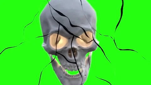Animated video of skull head breaking the glass on green screen Stock Footage 265148783