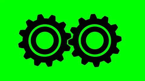 Animated video of two black gears rotating clockwise and counterclockwise Stock Footage 228656827
