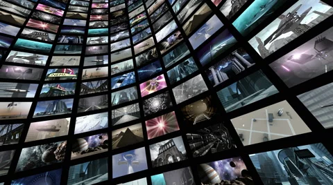 Animated video wall, rotating. Loop-able 4K Stock Footage
