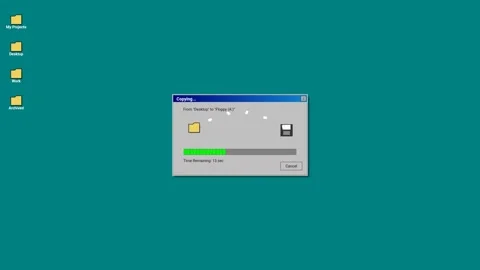 Animated vintage copying file interface dashboard isolated on blue teal Stock Footage 346566414