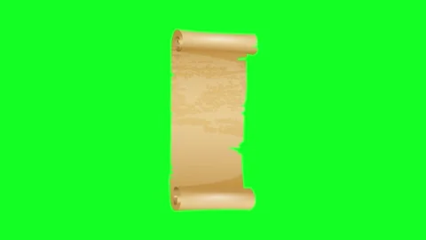 Animated Vintage Parchment Scroll Unrolling Vertically on Green Screen Back.. Stock Footage 334241952