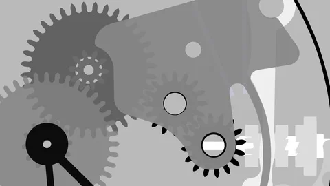 Animated vintage vector clock mechanism Stock Footage 97887875