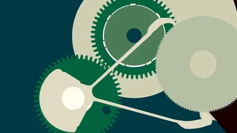 Animated vintage vector clock mechanism Stock Footage 97888042