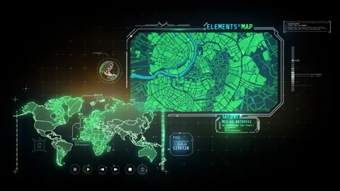 Animated virtual dashboard with maps | Stock Video | Pond5