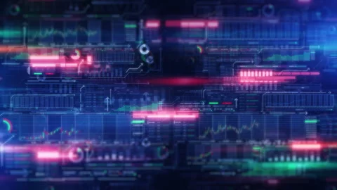 Animated virtual space with stock quotes... | Stock Video | Pond5