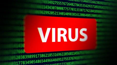Animated Virus Label on Abstract Green Number Background Stock Footage 146970908