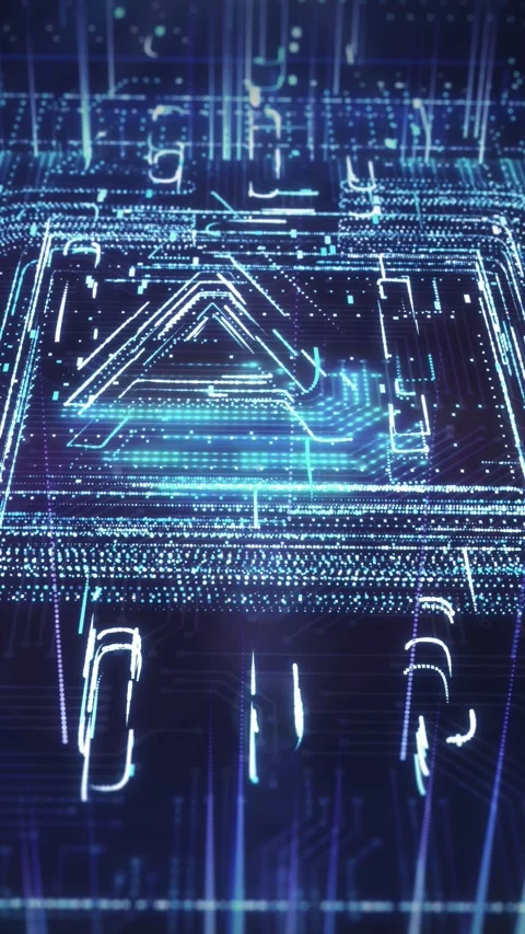 Animated visualization of an artificial intelligence chip. Stock Footage 318725004
