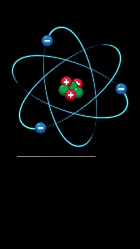 Animated Visualization of Atomic Structure With Labeled Subatomic Particles Stock Footage 326572028