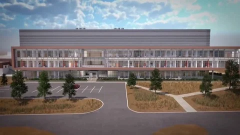 Animated visualization of the exterior of a modern office building. Vídeos de archivo 74838110