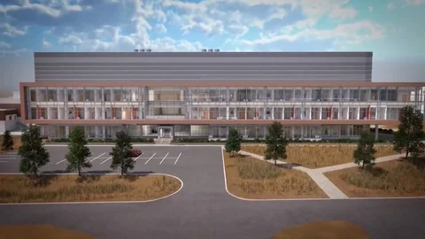 Animated visualization of the exterior of a modern office building. Vídeos de archivo 123378137