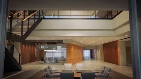 Animated visualization of the interior of a modern office building. Vídeos de archivo 123376983
