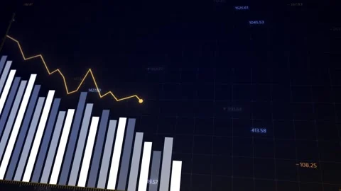 Animated visualization of market trends, fluctuating charts and bar graphs, d Stock Footage 281441981