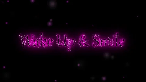 Animated wake up smile text graphic pink neon glitter sparkle positive moti.. Stock Footage 316203577