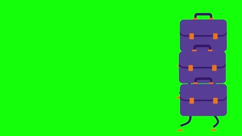Animated Walking Briefcases on Green Screen Stock Footage 331050063