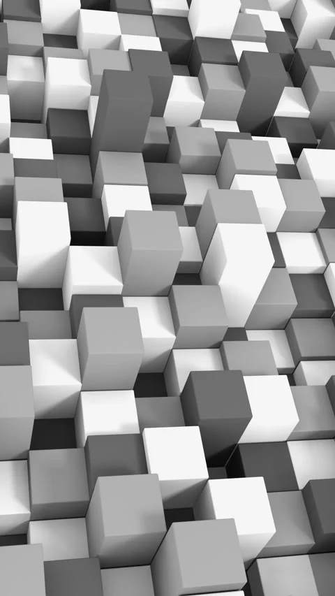 Animated wall background of cubes in wavy motion. Grey and white mosaic sty.. 動画素材 256014343
