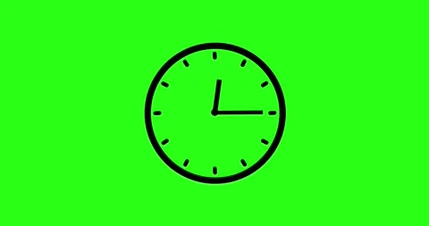 Animated wall clock 1 hour simple green screen stock footage video Stock Footage 281308944