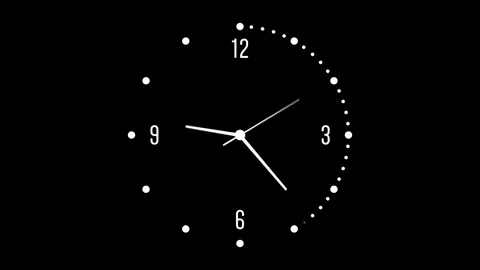 Animated wall clock in 24h loop. Clock with moving arrows Video stock 327912277