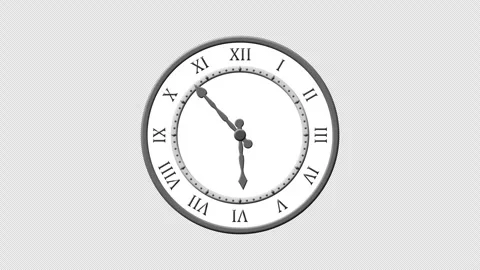 Animated wall clock seamless looping, roman wall clock with latin numeral. Stock Footage 293149175
