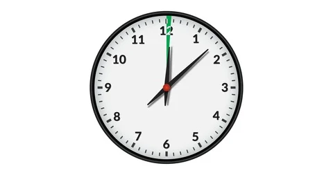 Animated Wall Clock Showing a Green Time Interval 1 hour Stock Footage 95218032