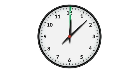 Animated Wall Clock Showing a Green Time Interval 2 hours Stock Footage 95218061