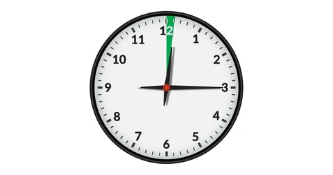 Animated Wall Clock Showing a Green Time Interval 5 hours Stock Footage 95218191