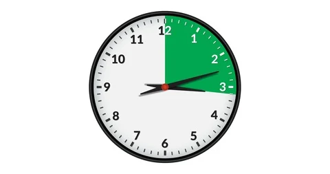 Animated Wall Clock Showing a Green Time Interval 4 hours Stock Footage 95218192