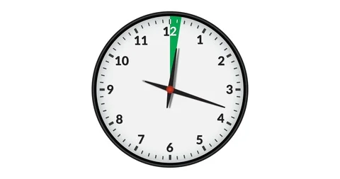 Animated Wall Clock Showing a Green Time Interval, 9 hours Stock Footage 95389631