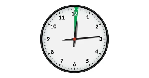 Animated Wall Clock Showing a Green Time Interval, 7 hours Stock Footage 95389638