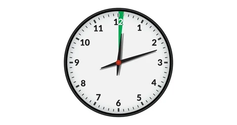 Animated Wall Clock Showing a Green Time Interval, 6 hours Stock Footage 95389642