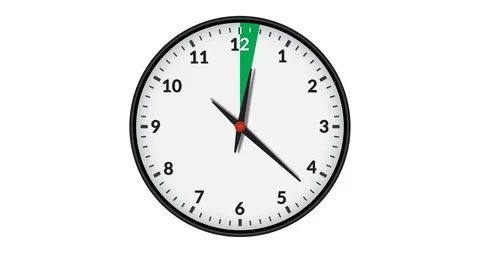Animated Wall Clock Showing a Green Time Interval, 11 hours Stock Footage 95390726