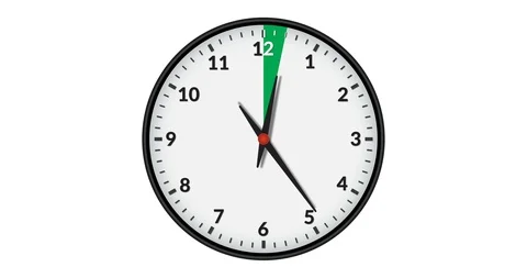 Animated Wall Clock Showing a Green Time Interval, 12 hours Stock Footage 95390728