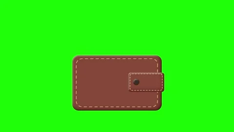 Animated wallet e-wallet icon dollar bill euro coin payment green screen Stock Footage 242976943