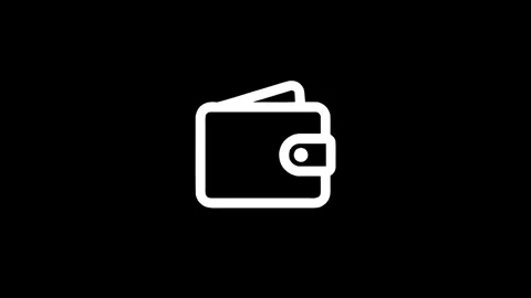 Animated wallet icon appearing and disappearing on black background Video stock 317243904