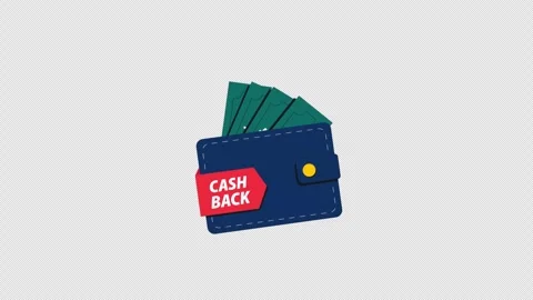 Animated Wallet Icon with Cash Back Label - Transparent Stock Footage 343638675