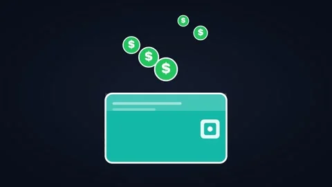 Animated wallet icon with floating coins, horizontal 16:9 seamless loop HD Stock Footage 345162433