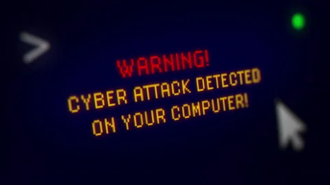 Animated "WARNING! CYBER ATTRACK ON YOUR COMPUTER!" Stock Footage 237852610