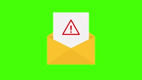 Animated Warning Envelope Red Exclamation Mark on Yellow Envelope Against G.. Stock Footage 306405373