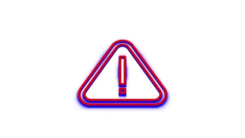 Animated warning sign appears with glowing blue and red outlines on white b.. Stock Footage 341228974